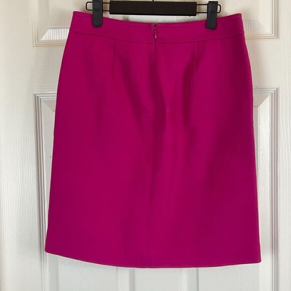 Ann Taylor Women 4P Pink Skirt Back Zip Straight Pencil Knee Length Buttons N2 - Picture 6 of 12